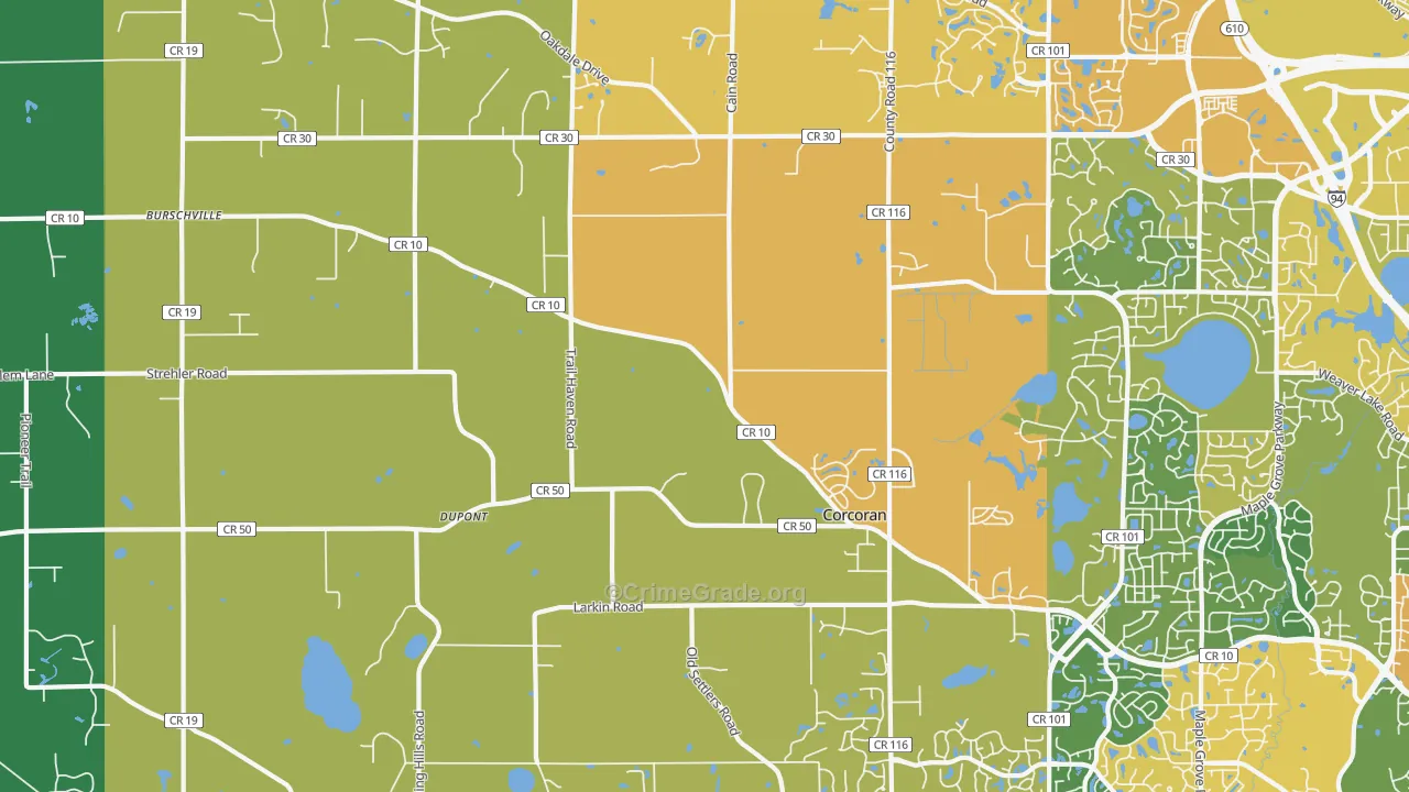 Corcoran, MN Map of Burglary Rates