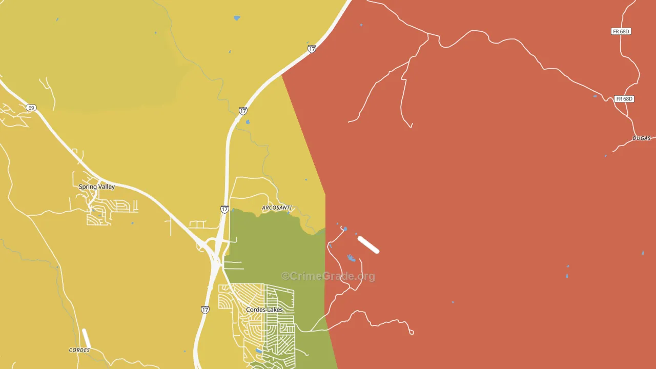 Cordes Junction, AZ Map of Burglary Rates