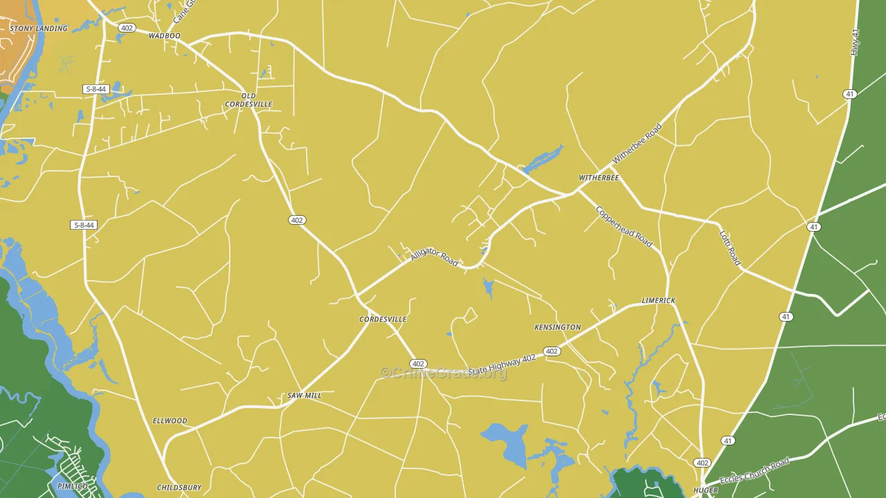 Cordesville, SC Map of Burglary Rates