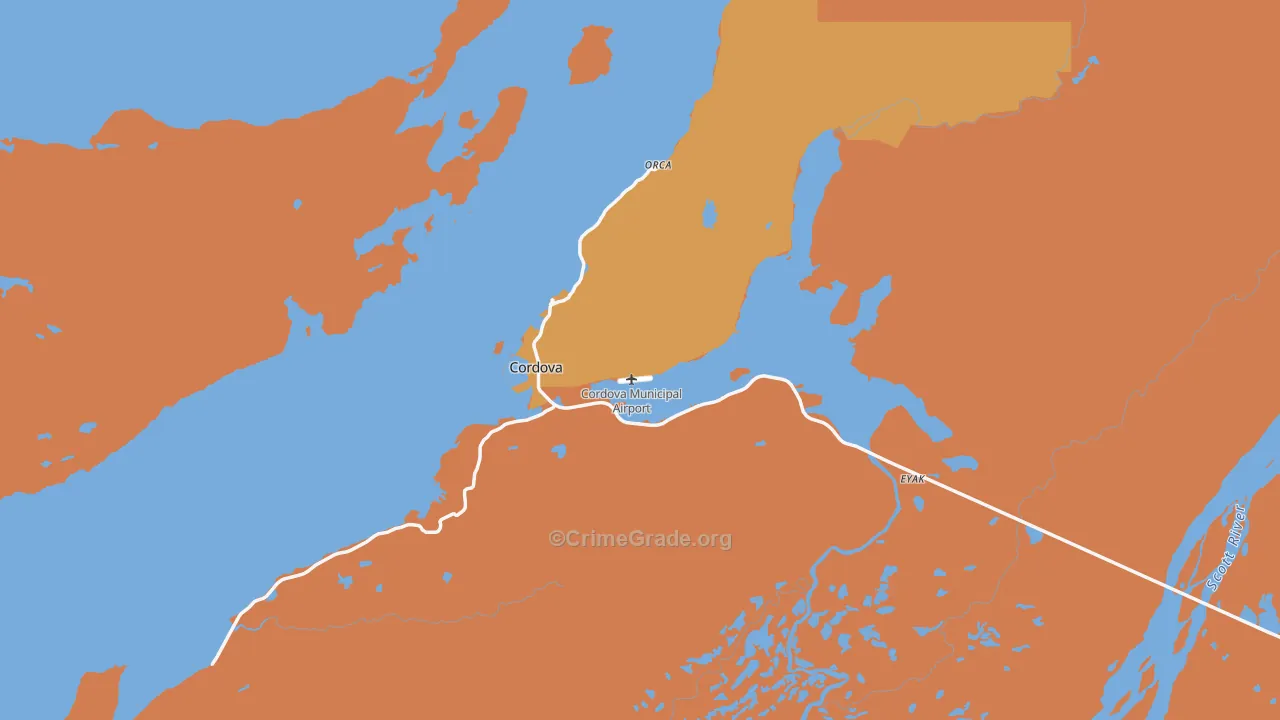 Cordova, AK Map of Burglary Rates