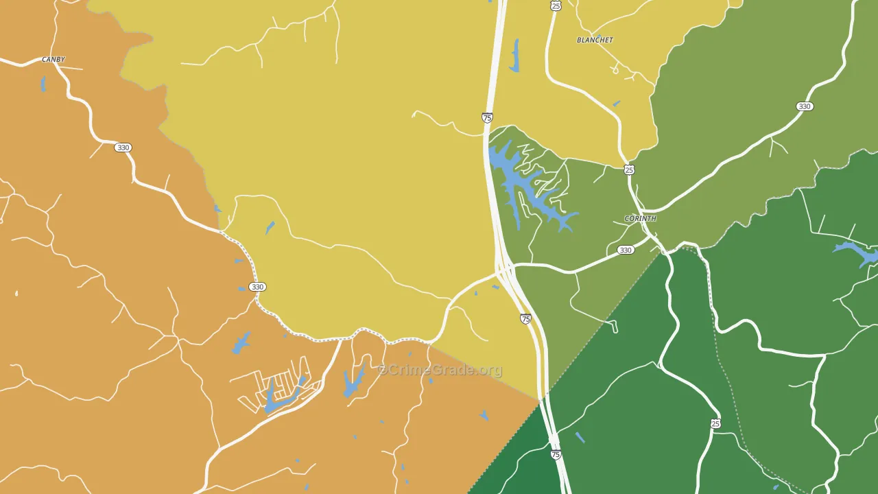 Cordova, KY Map of Burglary Rates