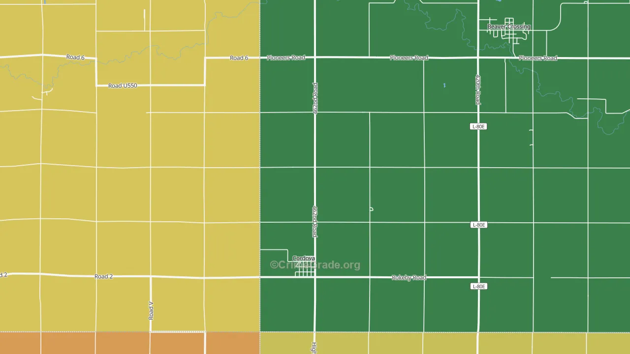 Cordova, NE Map of Burglary Rates