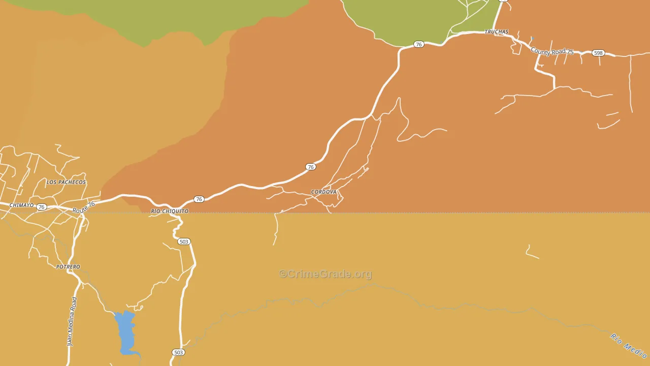 Cordova, NM Map of Burglary Rates