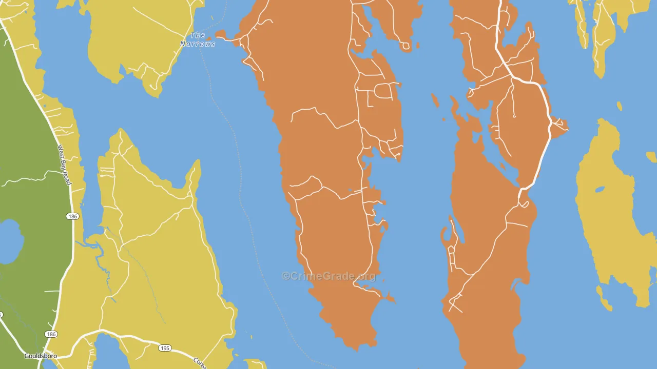 Corea, ME Map of Burglary Rates