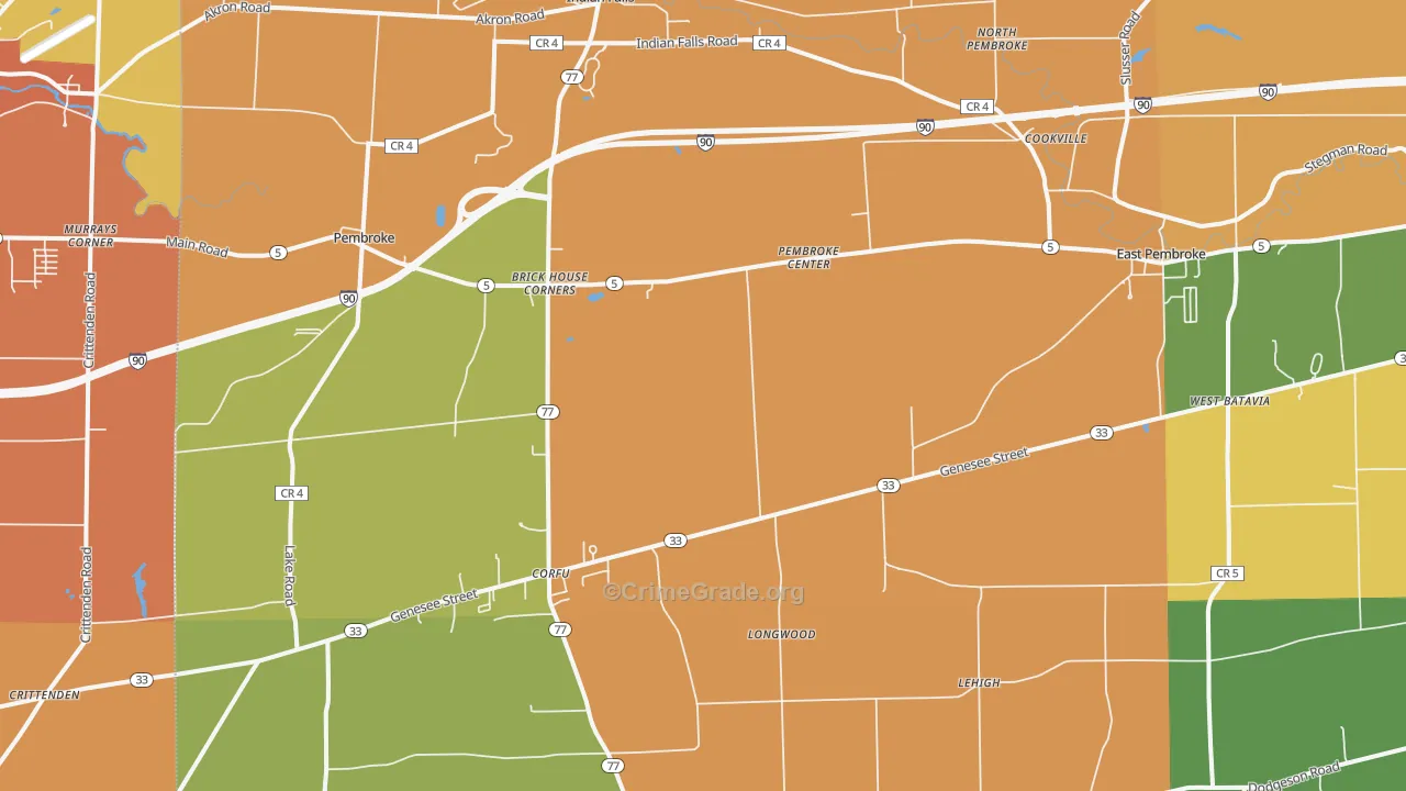 Corfu, NY Map of Burglary Rates