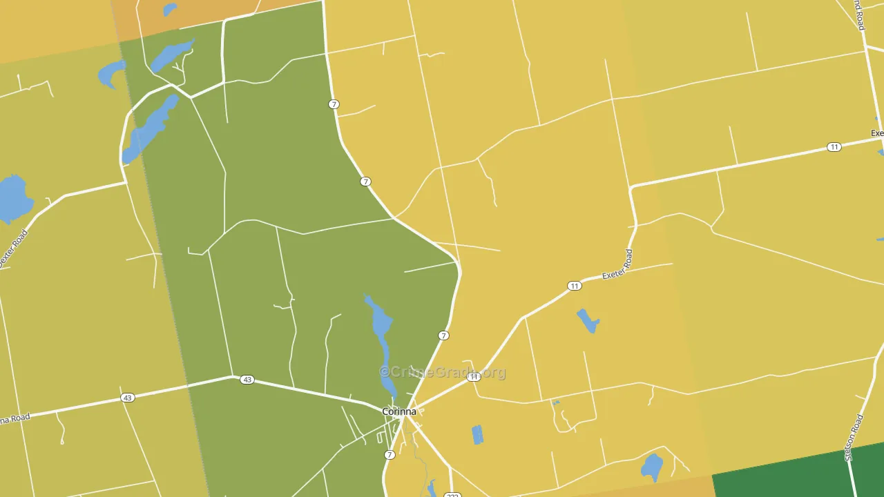 Corinna, ME Map of Burglary Rates