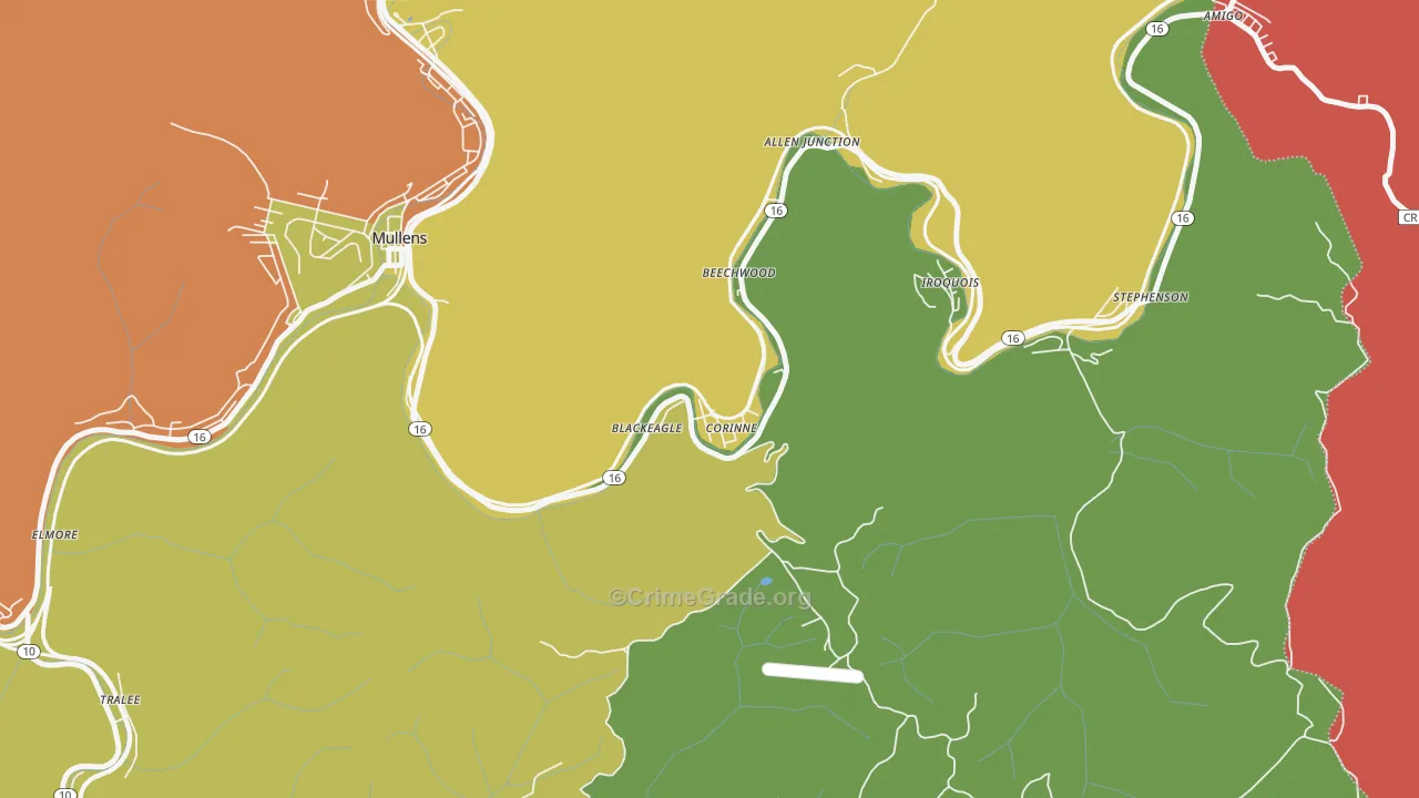 Corinne, WV Map of Burglary Rates