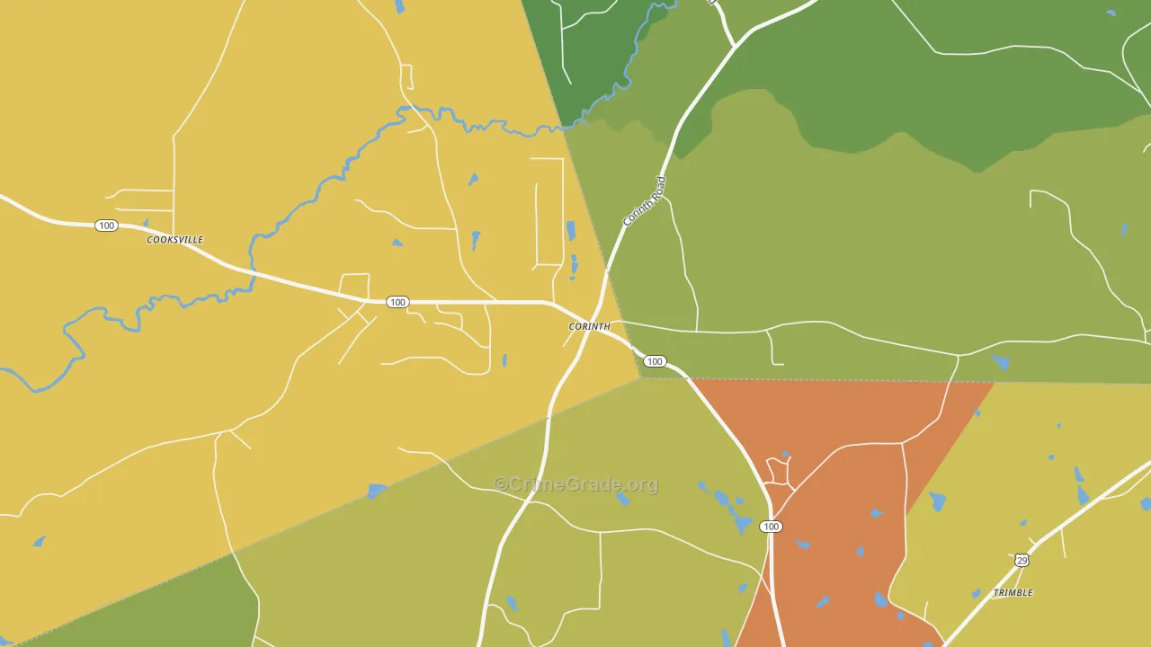 Corinth, GA Map of Burglary Rates