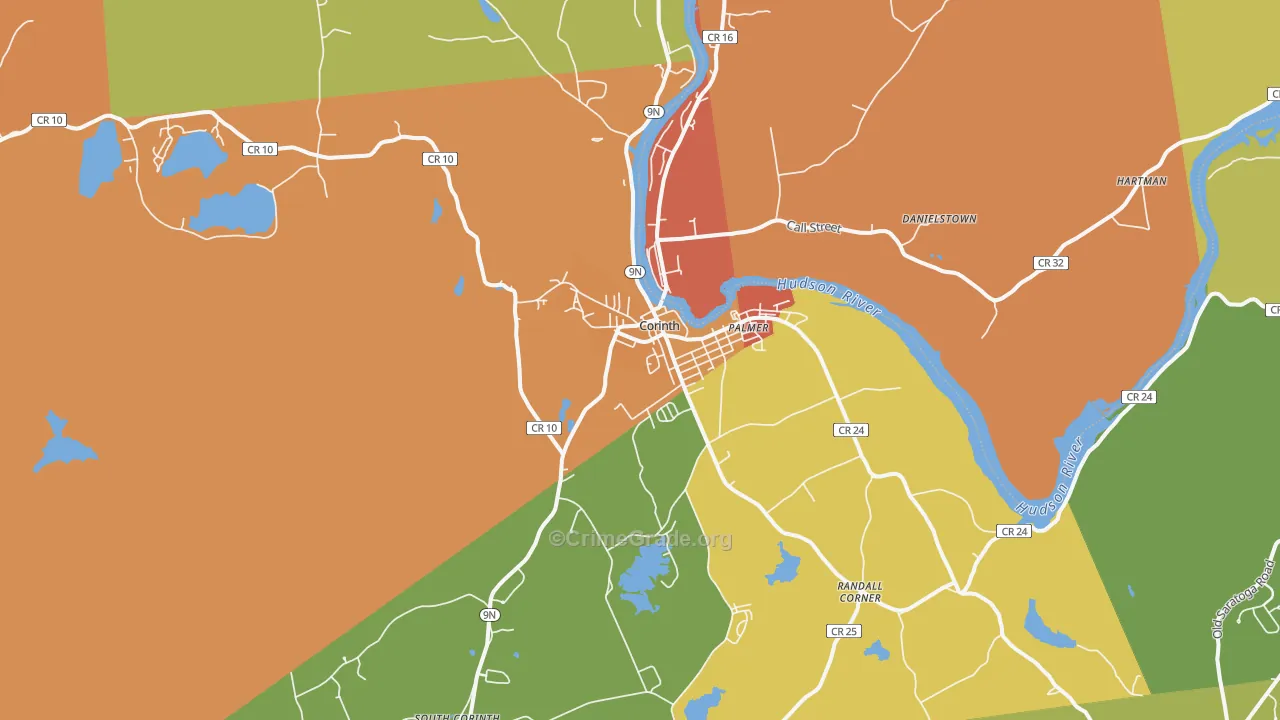 Corinth, NY Map of Burglary Rates