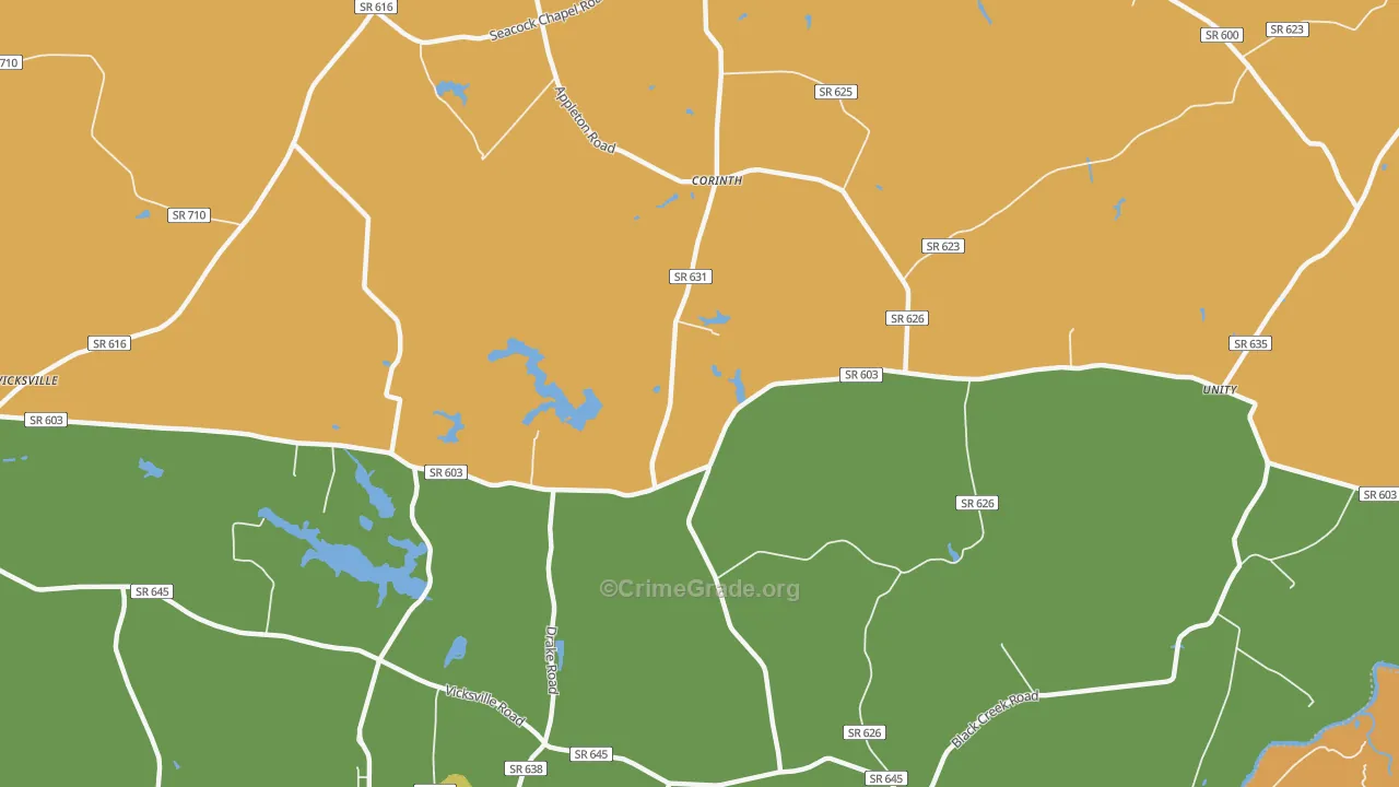 Corinth, VA Map of Burglary Rates
