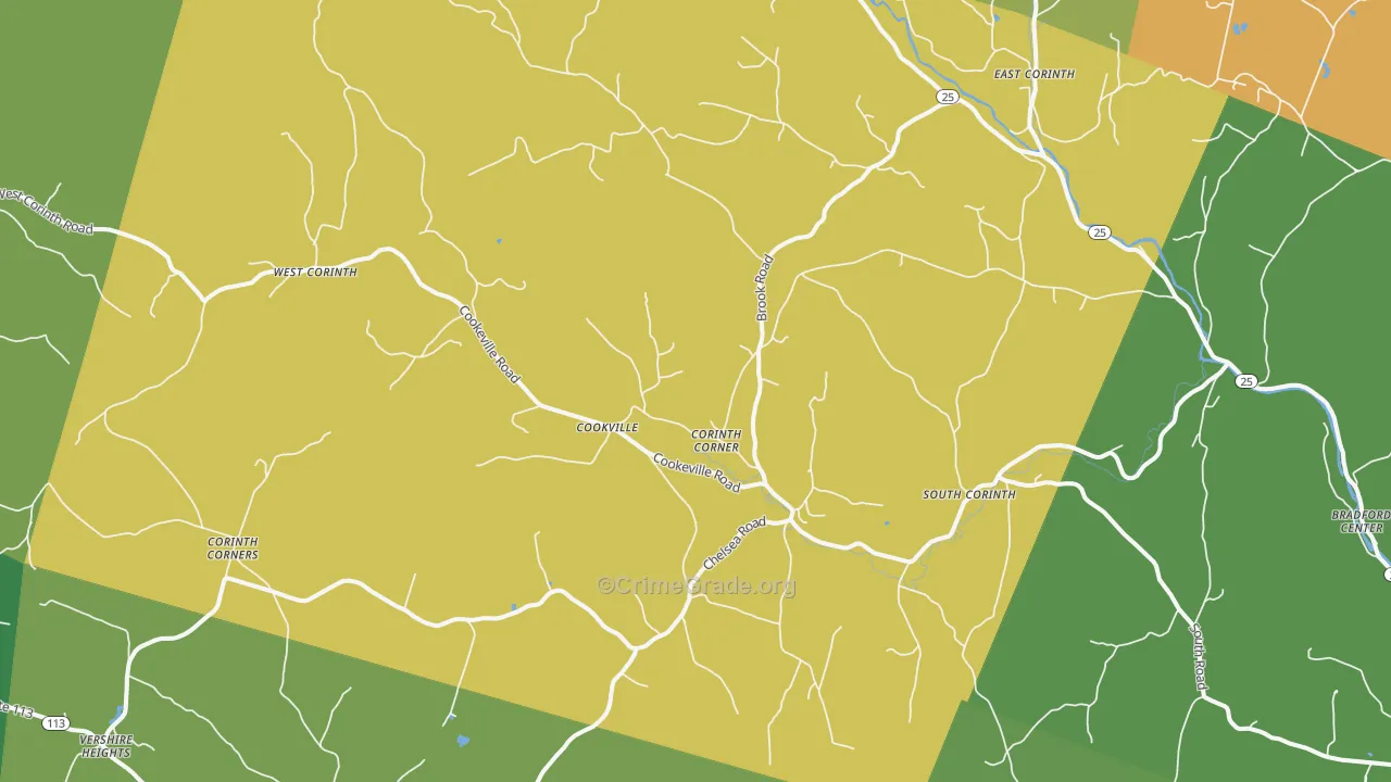 Corinth, VT Map of Burglary Rates