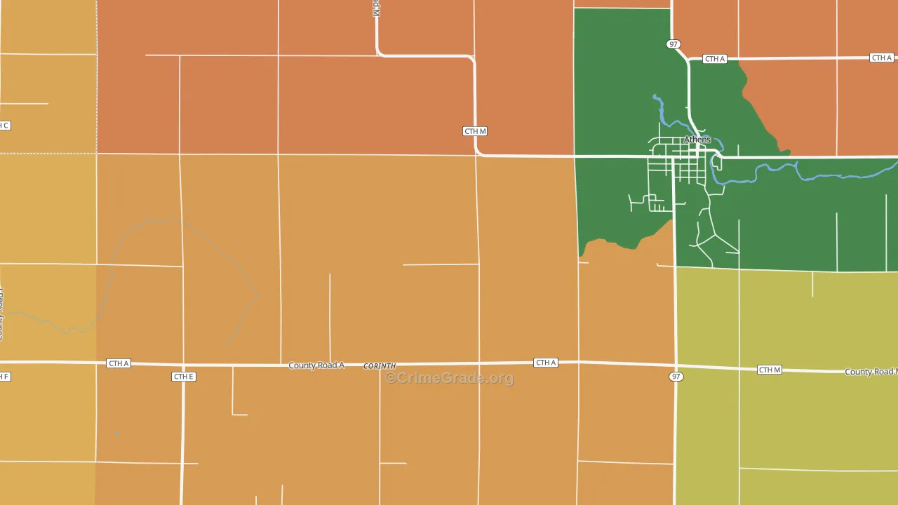Corinth, WI Map of Burglary Rates