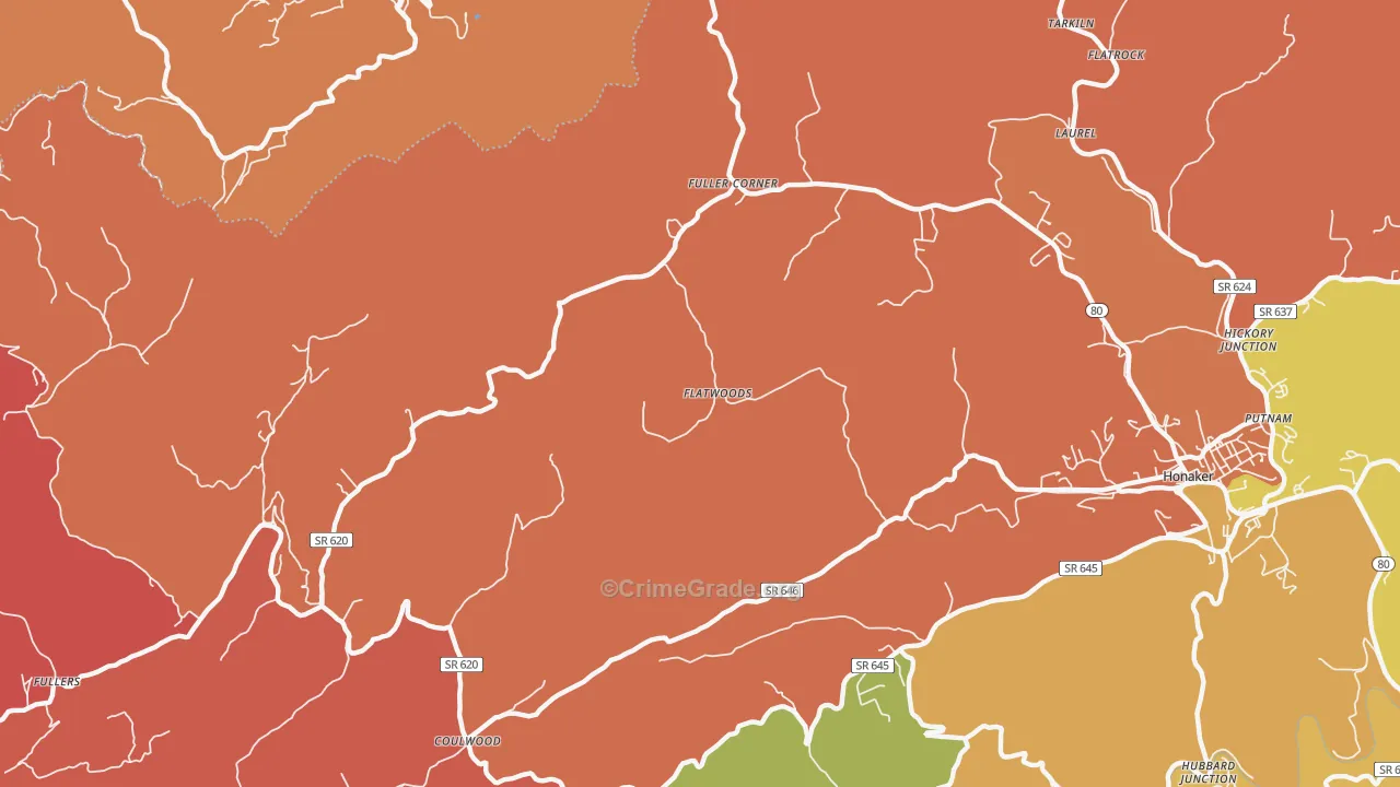 Corn Valley, VA Map of Burglary Rates