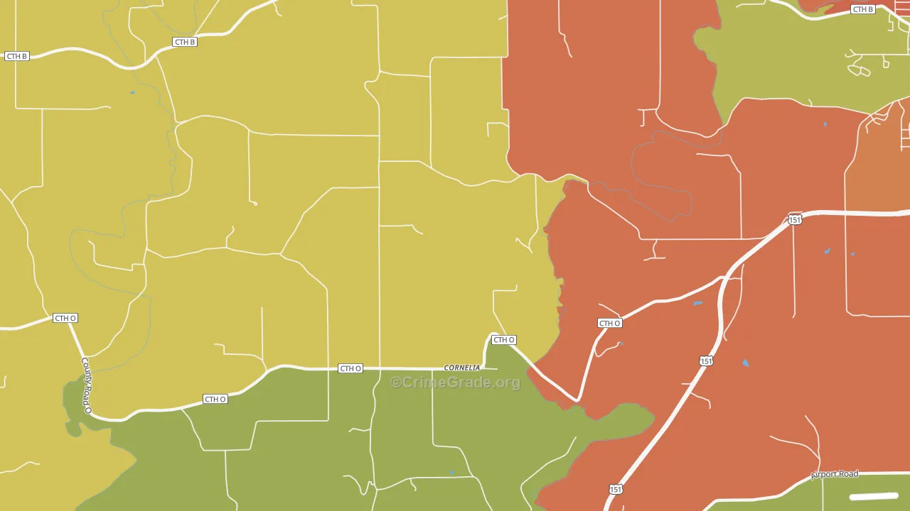 Cornelia, WI Map of Burglary Rates