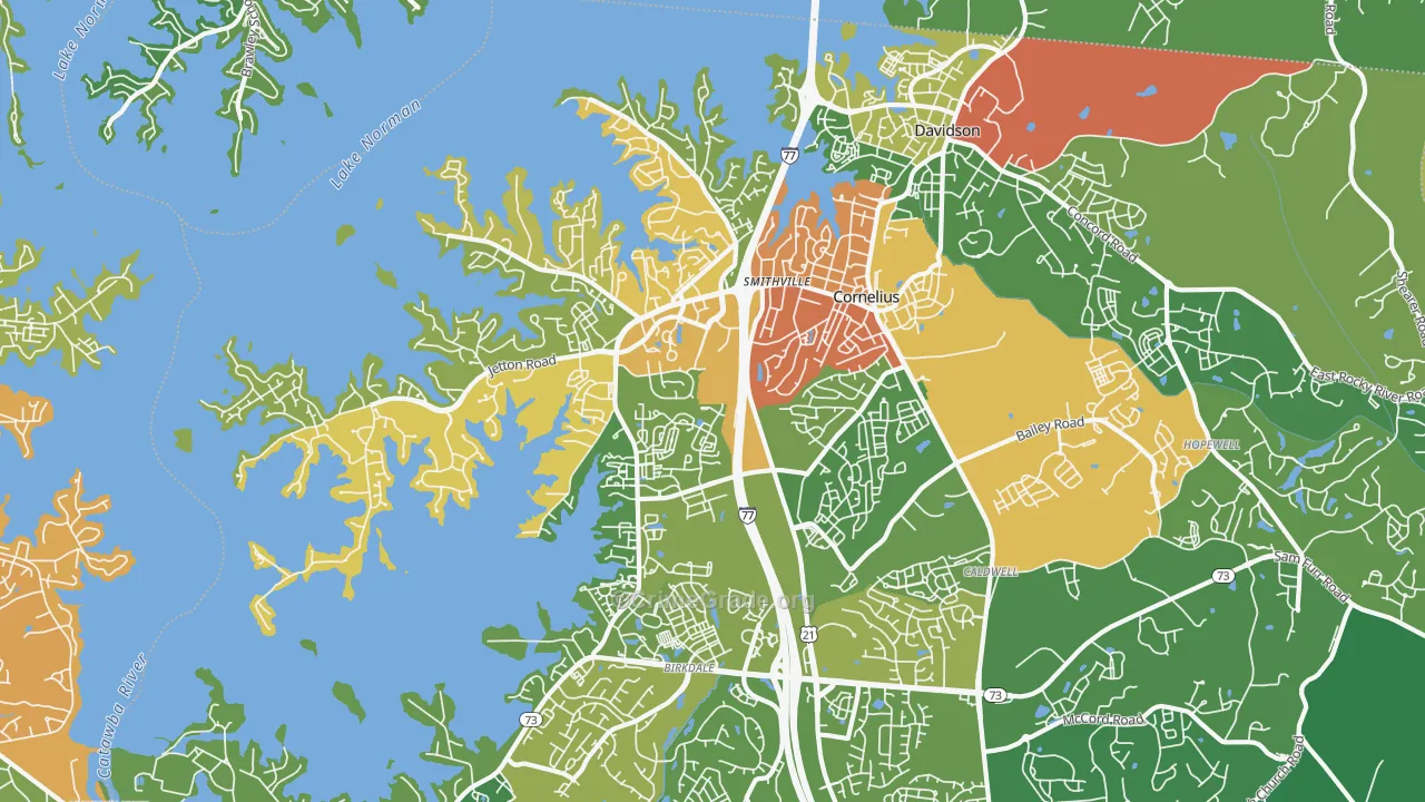 Cornelius, NC Map of Burglary Rates