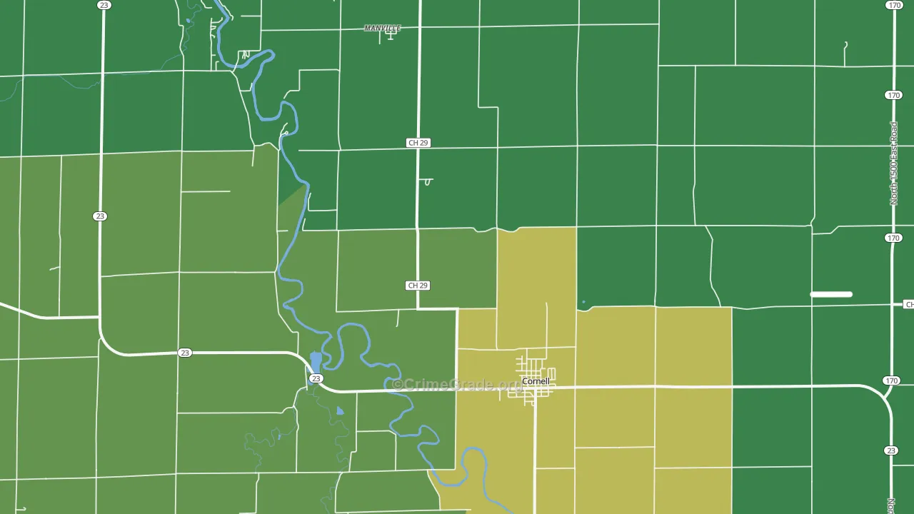 Cornell, IL Map of Burglary Rates