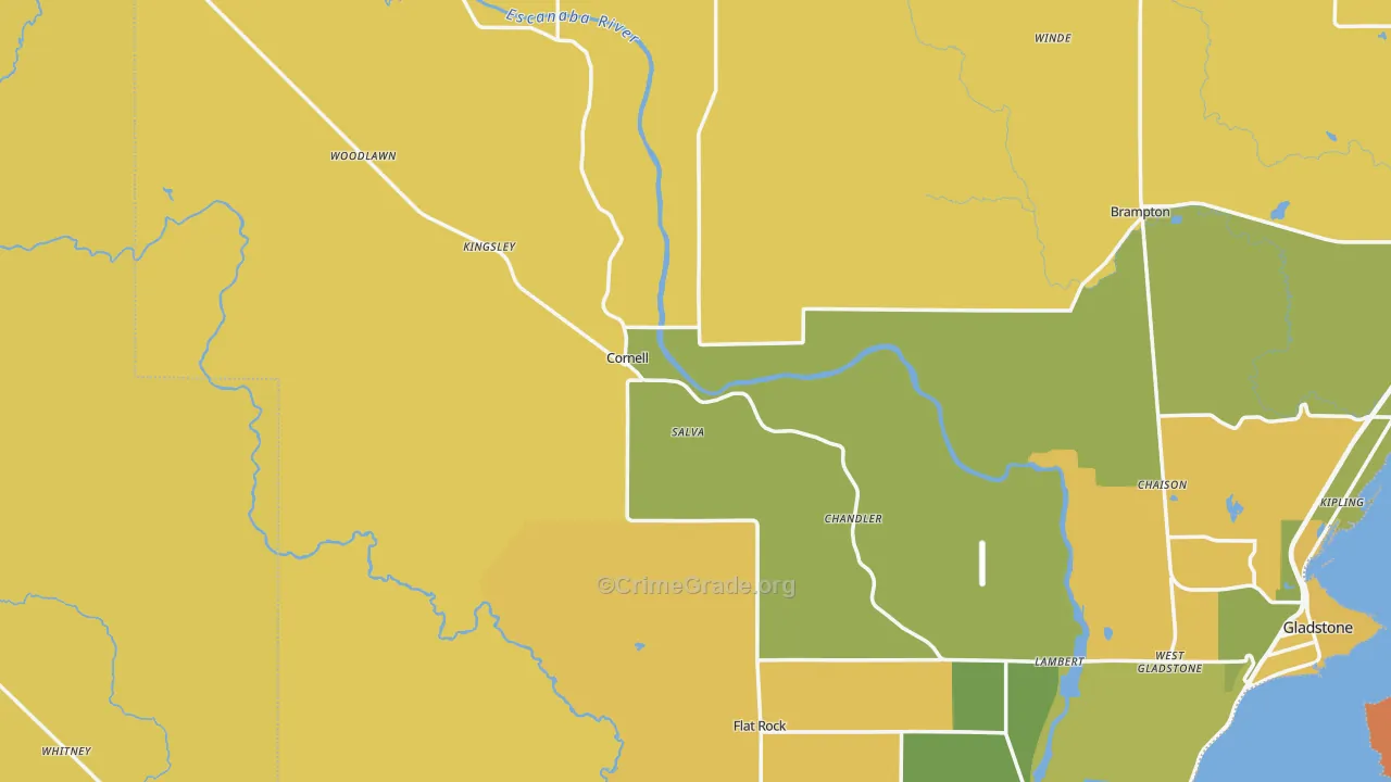 Cornell, MI Map of Burglary Rates