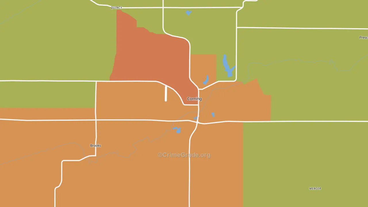 Corning, IA Map of Burglary Rates