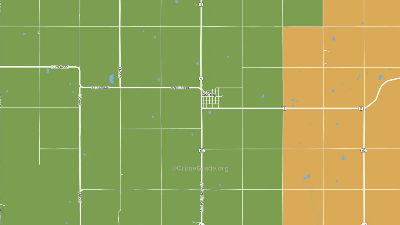 Corning, KS Map of Burglary Rates