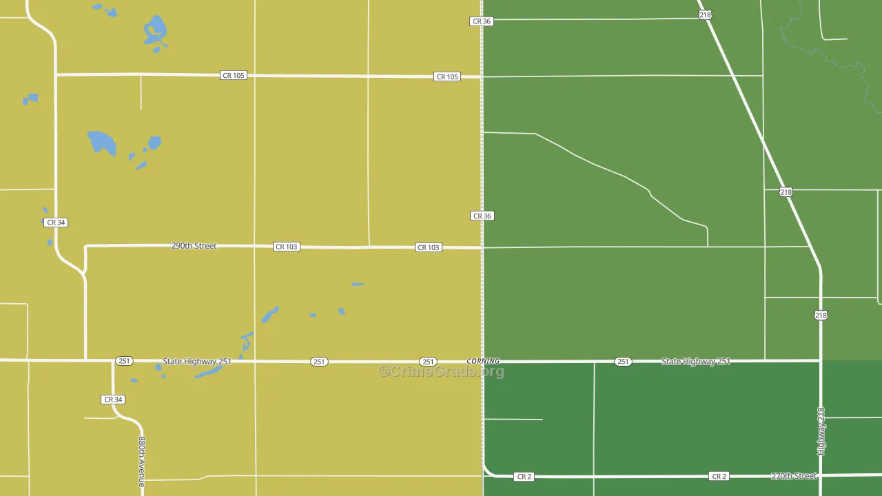 Corning, MN Map of Burglary Rates