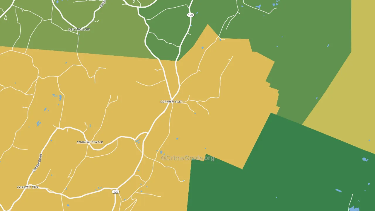 Cornish Flat, NH Map of Burglary Rates