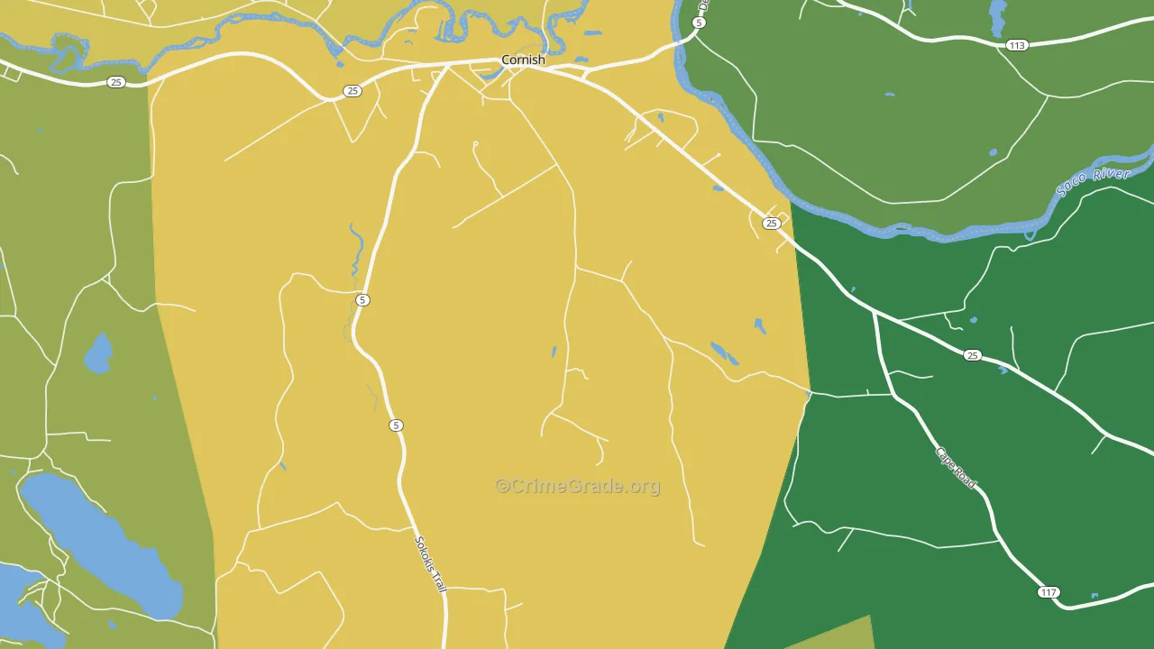 Cornish, ME Map of Burglary Rates