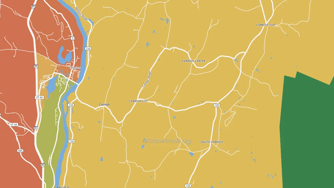 Cornish, NH Map of Burglary Rates