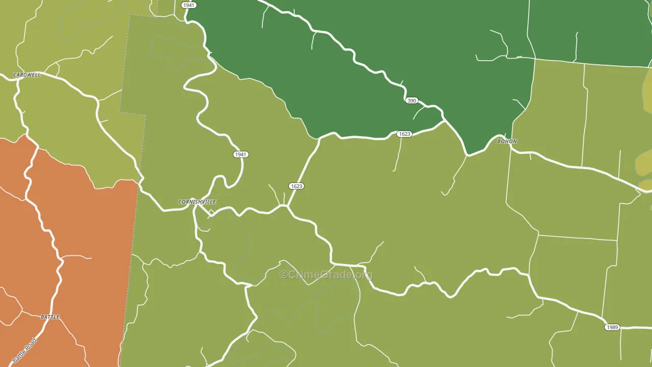 Cornishville, KY Map of Burglary Rates
