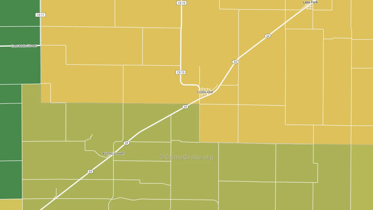 Cornland, IL Map of Burglary Rates