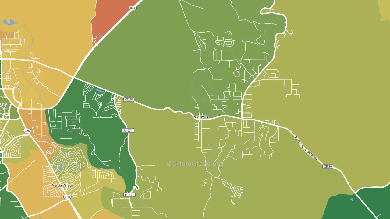 Cornville, AZ Map of Burglary Rates