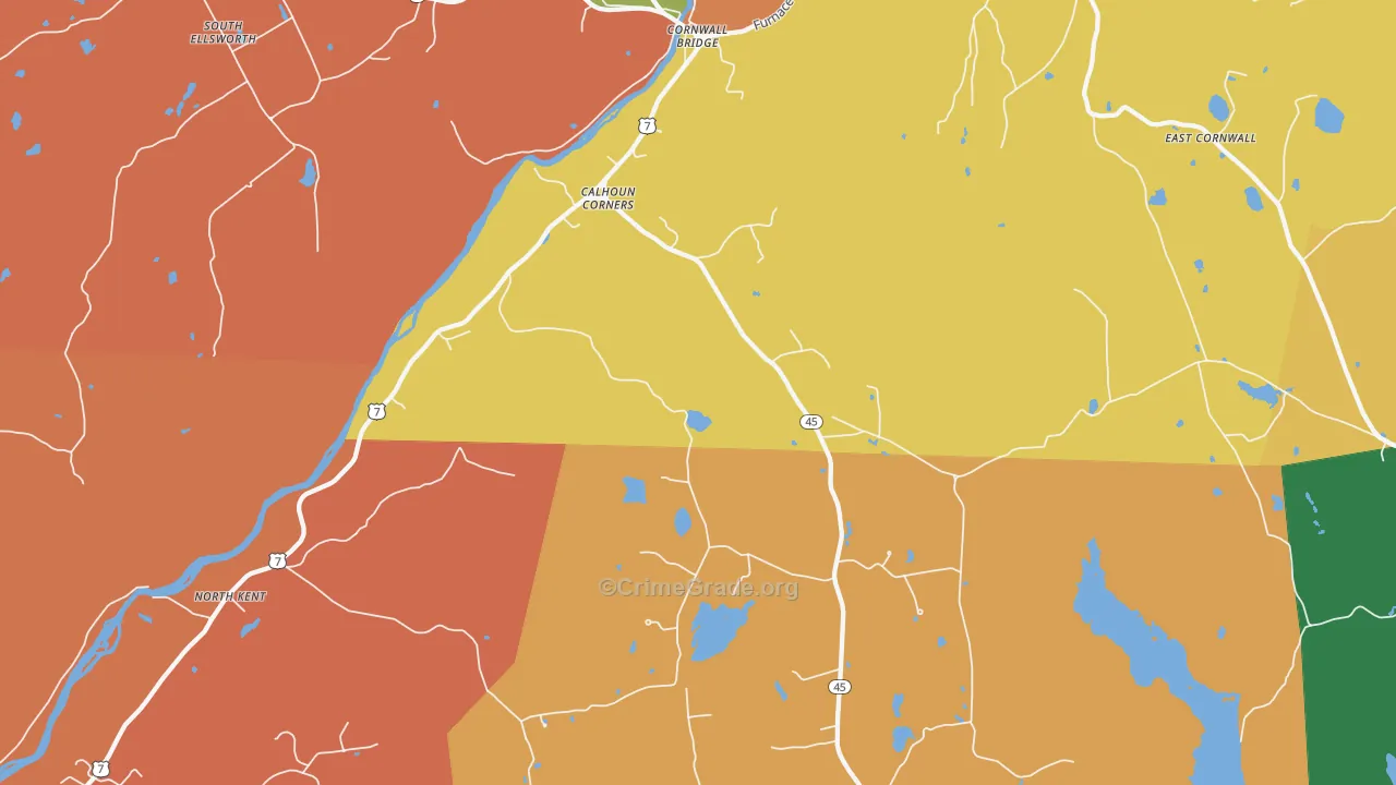 Cornwall Bridge, CT Map of Burglary Rates