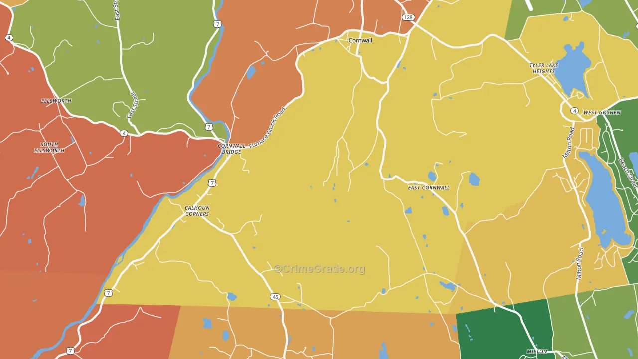 Cornwall, CT Map of Burglary Rates