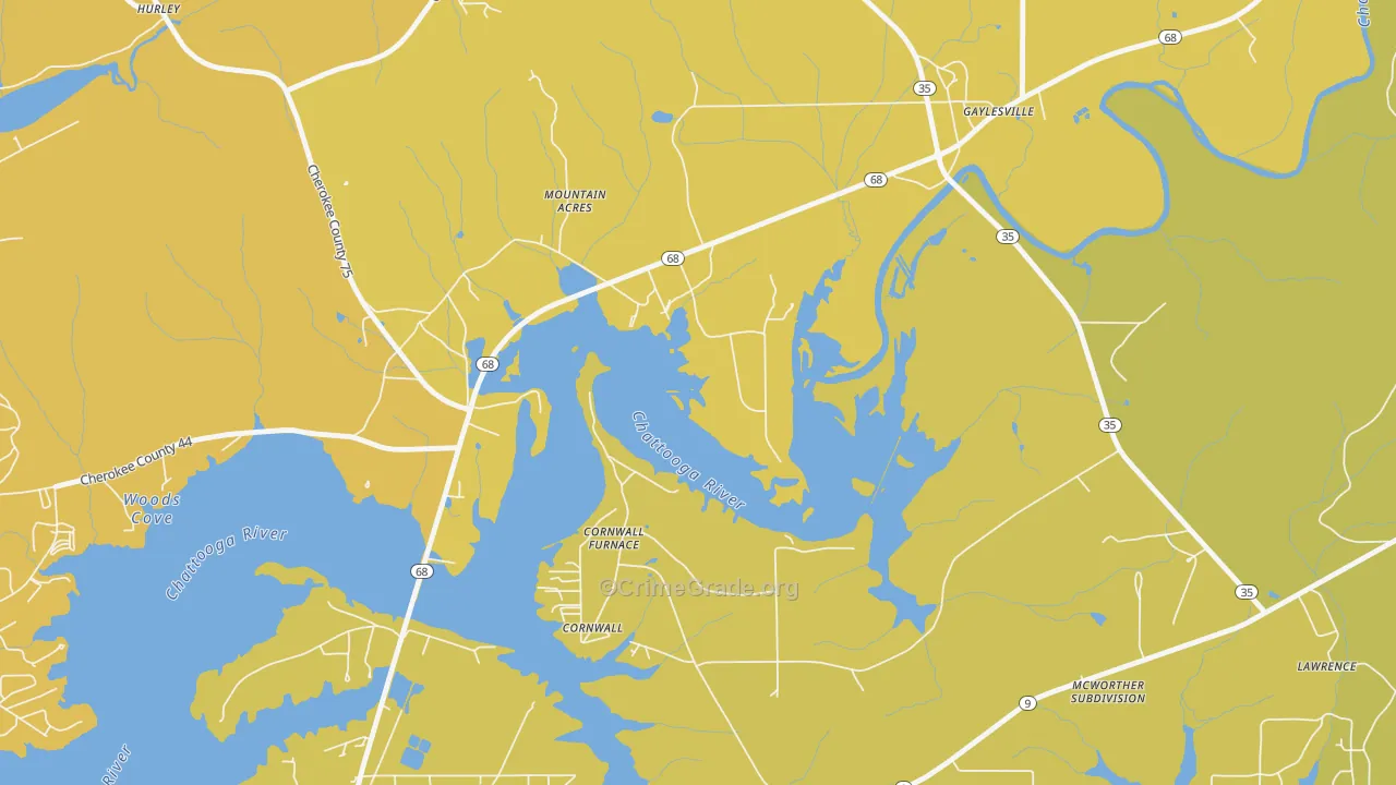 Cornwall Furnace, AL Map of Burglary Rates
