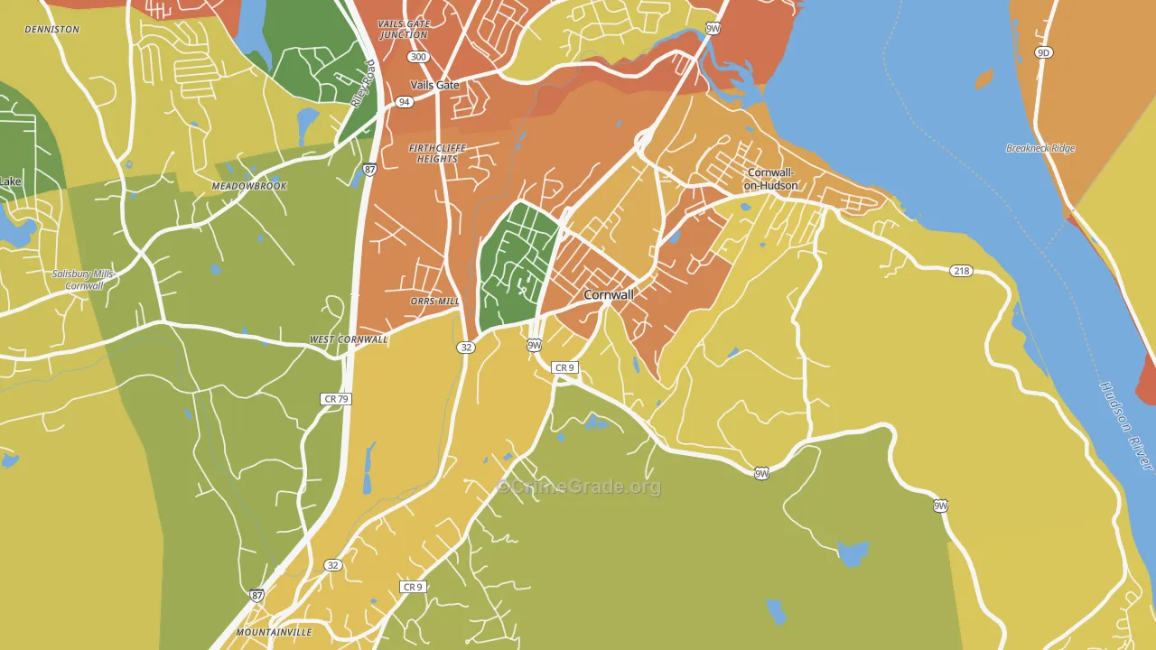 Cornwall, NY Map of Burglary Rates