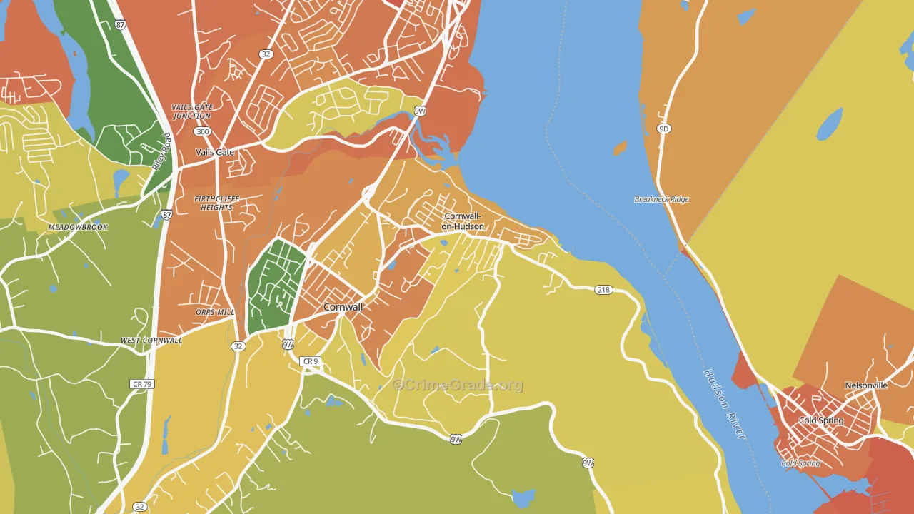 Cornwall On Hudson, NY Map of Burglary Rates