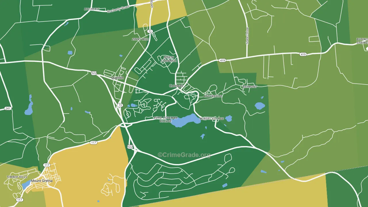 Cornwall, PA Map of Burglary Rates
