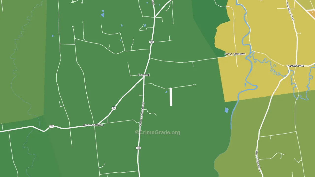Cornwall, VT Map of Burglary Rates