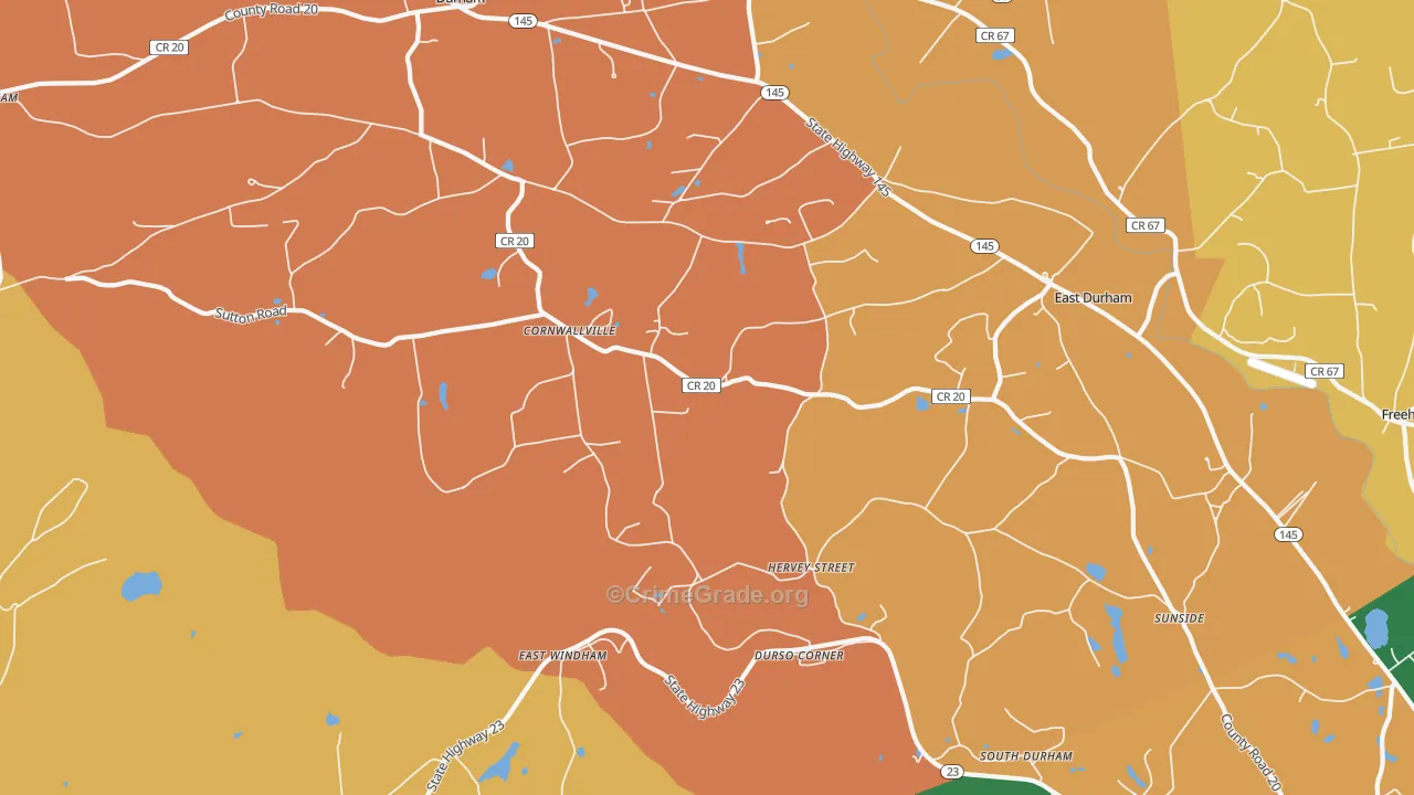 Cornwallville, NY Map of Burglary Rates