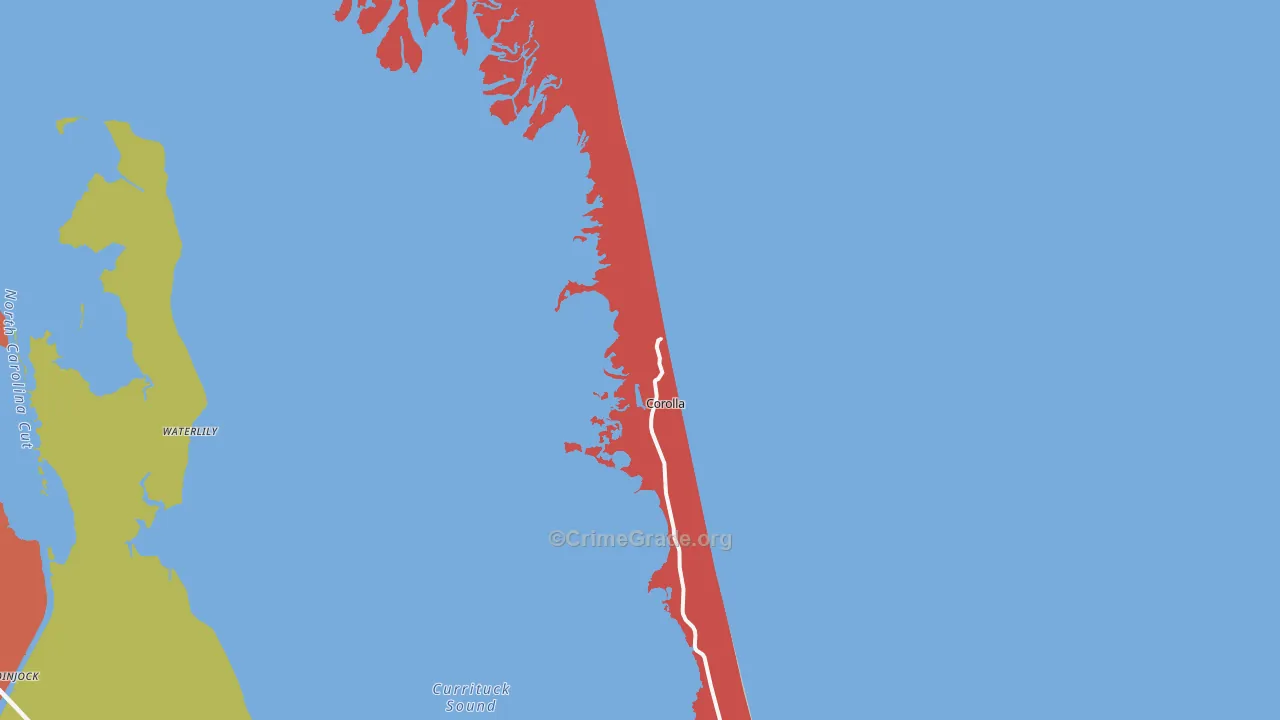 Corolla, NC Map of Burglary Rates