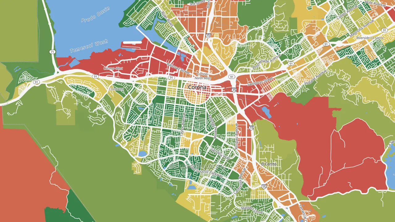 Corona, CA Map of Burglary Rates