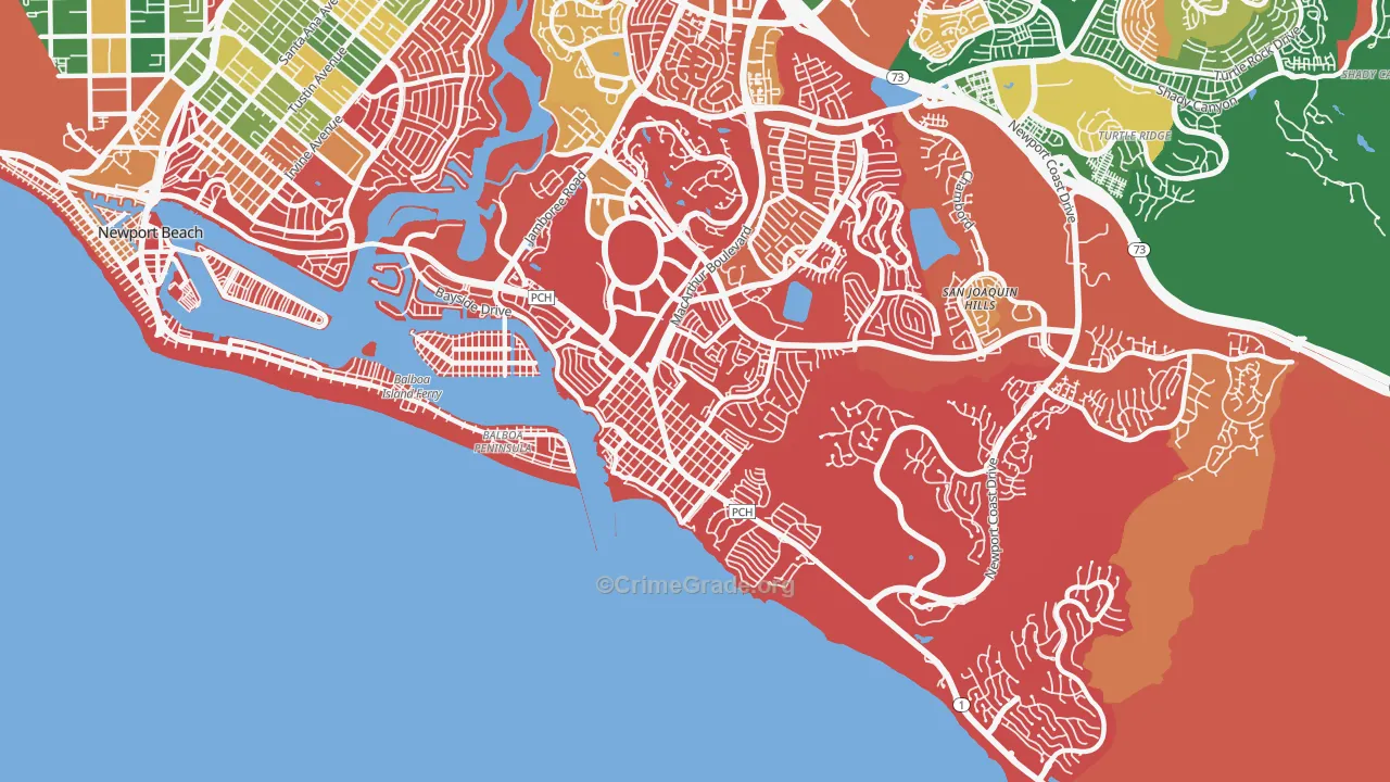Corona Del Mar, CA Map of Burglary Rates