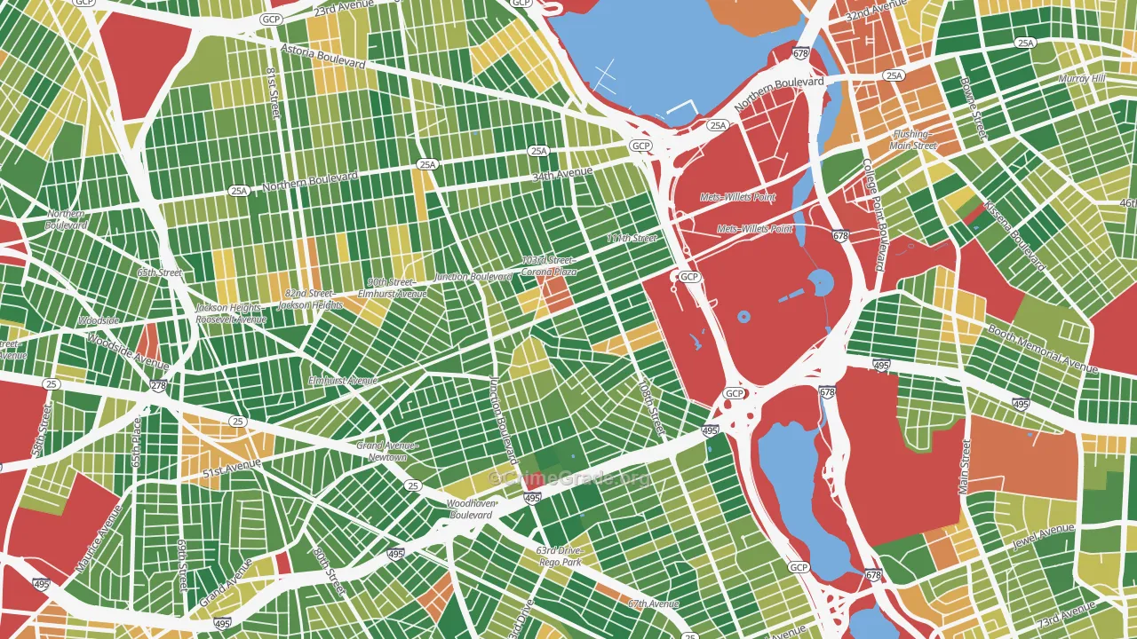 Corona, Queens, NY Map of Burglary Rates