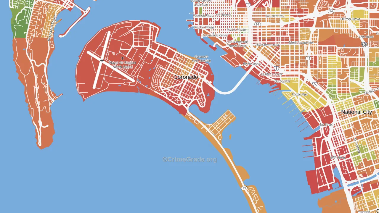 Coronado, CA Map of Burglary Rates