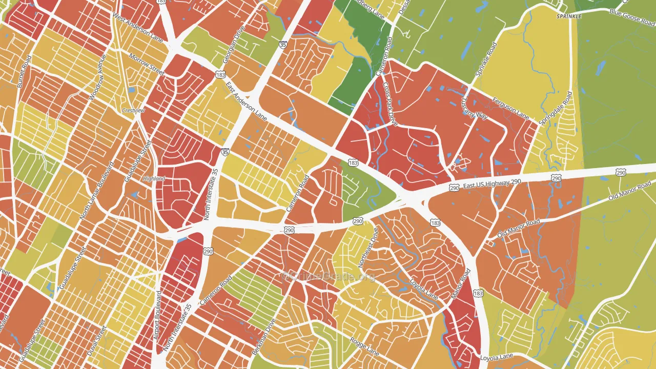 Coronado Hills, Austin, TX Map of Burglary Rates
