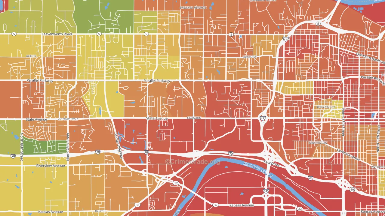 Coronado, Kansas City, KS Map of Burglary Rates