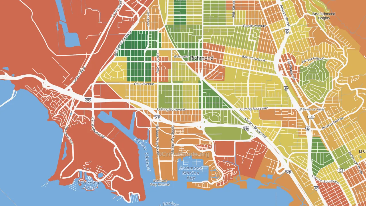 Coronado, Richmond, CA Map of Burglary Rates