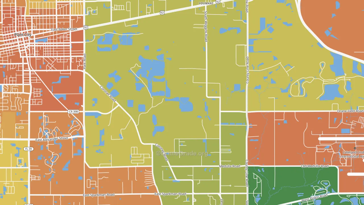 Coronet, FL Map of Burglary Rates