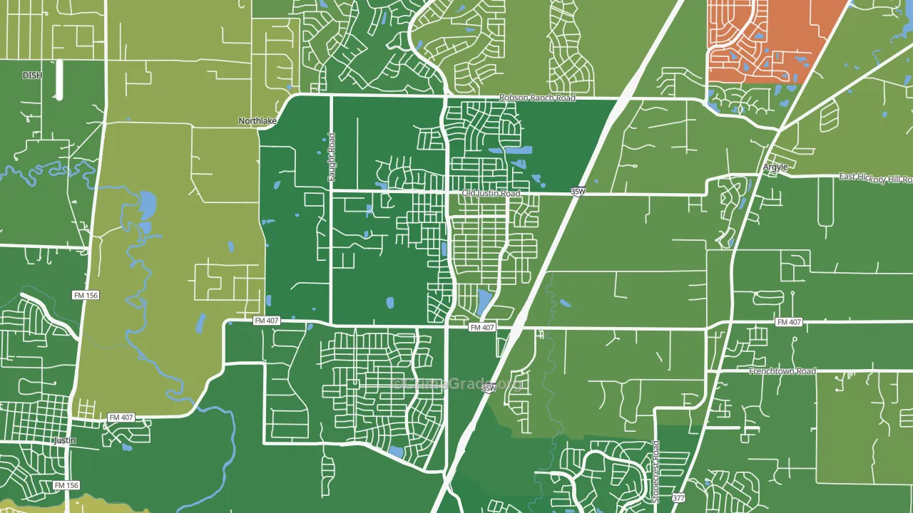 Corral City, TX Map of Burglary Rates