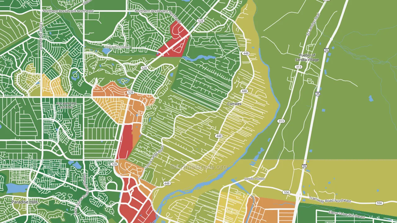 Corrales, NM Map of Burglary Rates