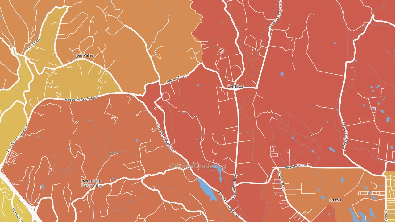 Corralitos, CA Map of Burglary Rates